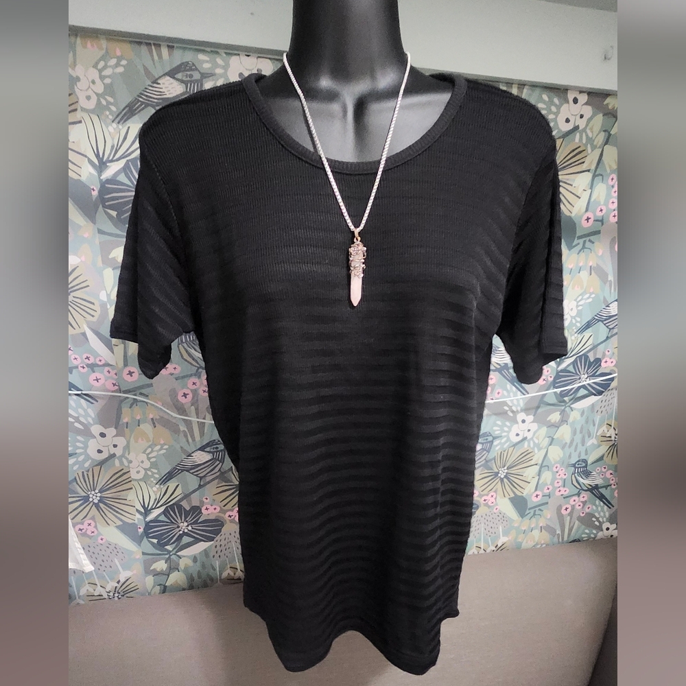 Vintage 90s With Tags Liz Claiborne Black Mesh Blouse FREE SHIPPING